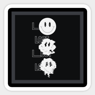 Black Lost distorted smiley face Sticker